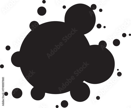 Vector art of a vector illustration of a black ink blot or splatter, , providing a versatile design element for artistic or abstract projects, perfect for adding a touch of grunge on