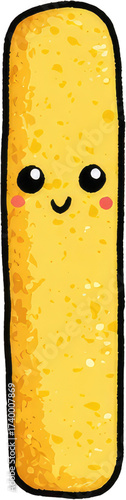 Cute Cartoon French Fry with Smiling Face and Happy Expression.