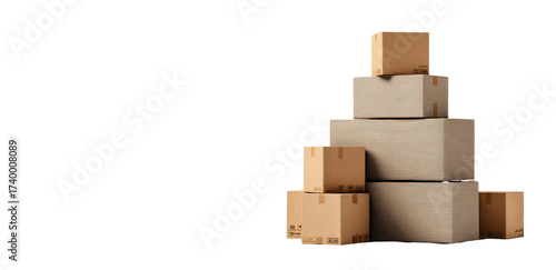 Stacked cardboard boxes, a pyramid of shipping cartons