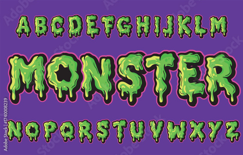 Monster style alphabet. Vector illustration.