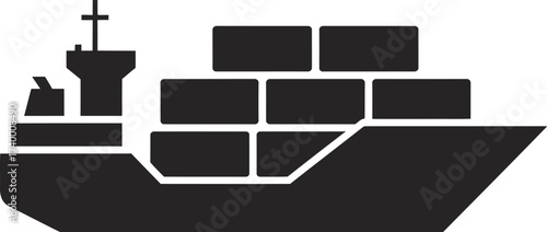 Large Cargo Container Ship Icon
