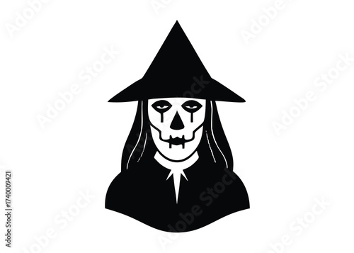 witch blood mask silhouette vector icon
