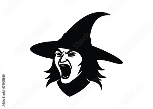 witch scream silhouette vector icon