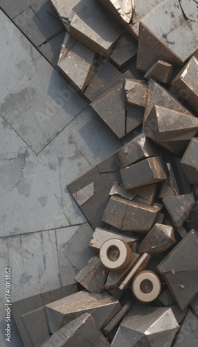 Abstract geometric metallic shapes with a percentage symbol Texture Background