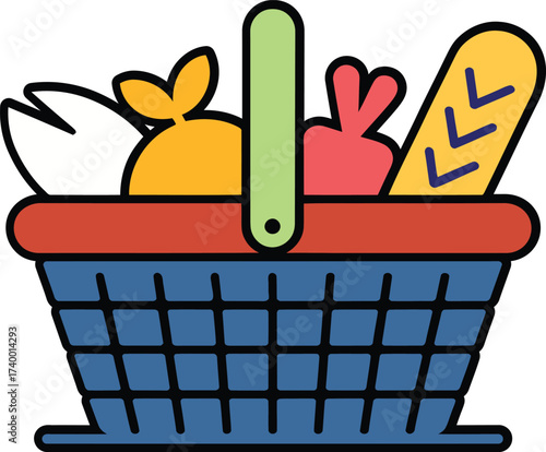 Simple Picnic Basket Clipart for Healthy Eating Concepts