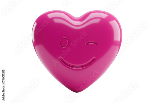Pink heart with winking face isolated PNG, cute emoji for Valentine s Day design