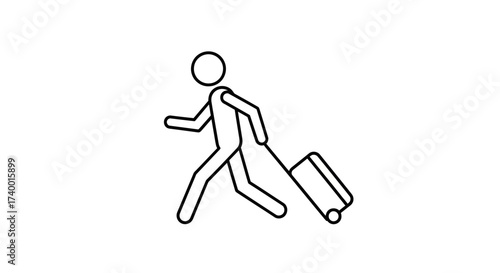 Traveler with Luggage Icon – Journey Tourism Trip Symbol