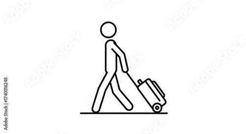 Traveler with Luggage Icon – Journey Tourism Trip Symbol