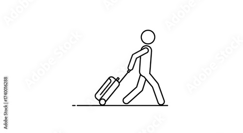Traveler with Luggage Icon – Journey Tourism Trip Symbol