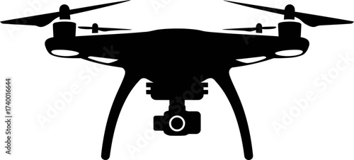 Quadcopter Drone with Camera Silhouette
