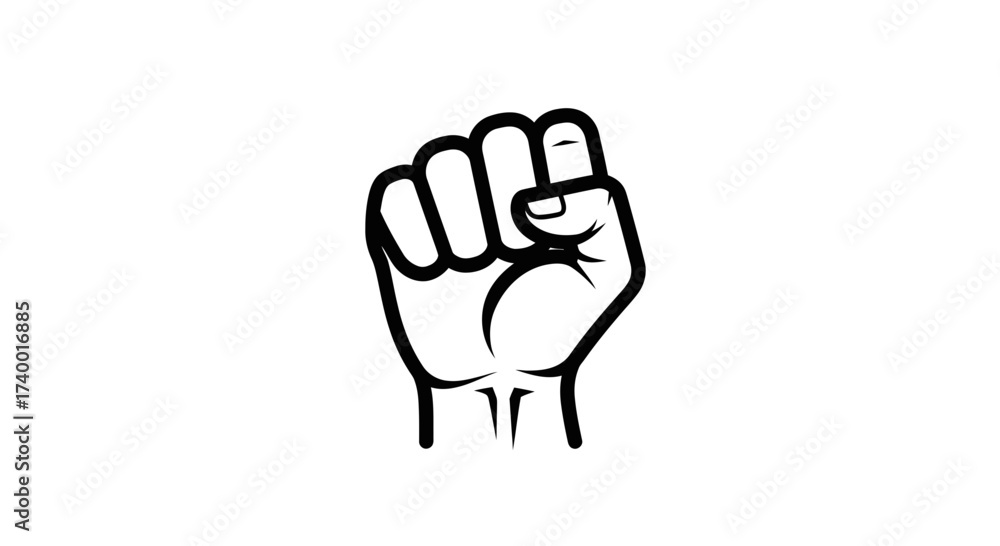 Obraz premium Fist Icon – Power Strength Resistance Symbol