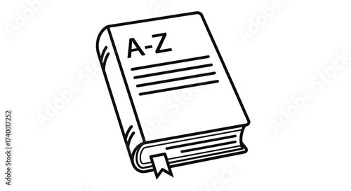 Dictionary Book Icon – A to Z Reference Guide Symbol