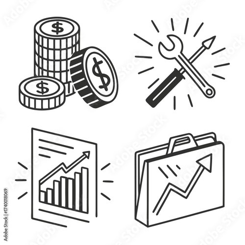 Business icons set for presentation