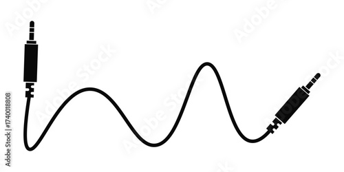 Audio Cable Icon — Connector, Jack, Music, Sound Equipment, Vector Illustration