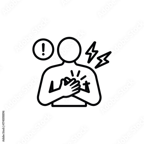 Icon of a person experiencing chest pain and distress