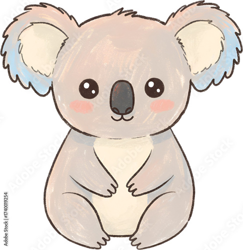 Koala Minimal Hand-Drawn Style Clipart PNG