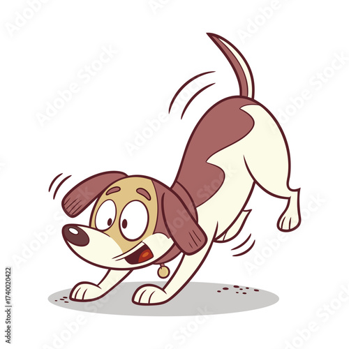 Funny Cartoon Dog Tripping Over Paws Illustration