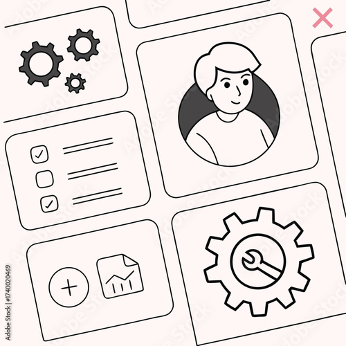 Business management icons template