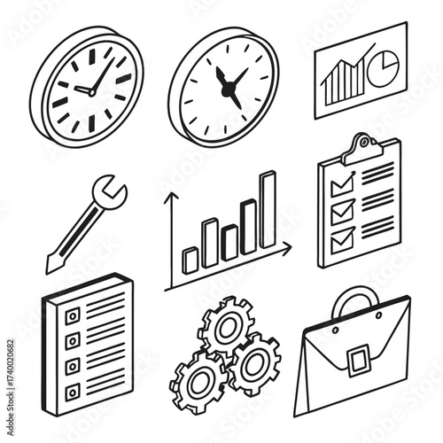 Business isometric icons
