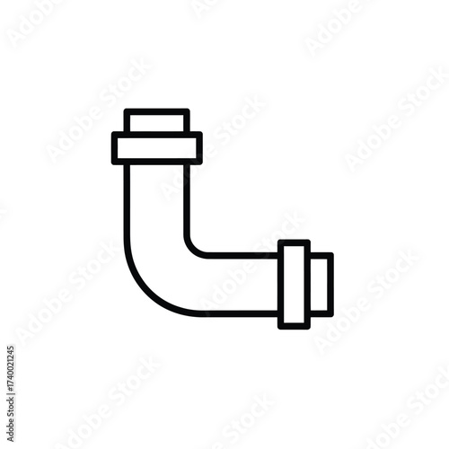 Simple line art icon of a plumbing elbow joint