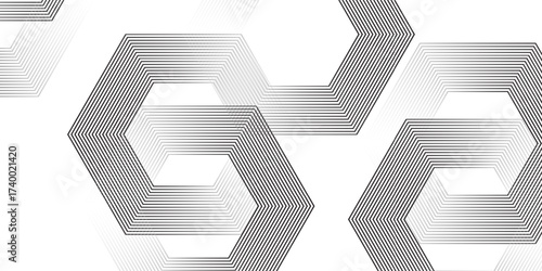 Latar belakang abstrak heksagon putih tumpang tindih lapisan pada ruang terang dengan dekorasi efek garis. Elemen desain grafis konsep lingkaran modern untuk banner, selebaran, kartu. vektor