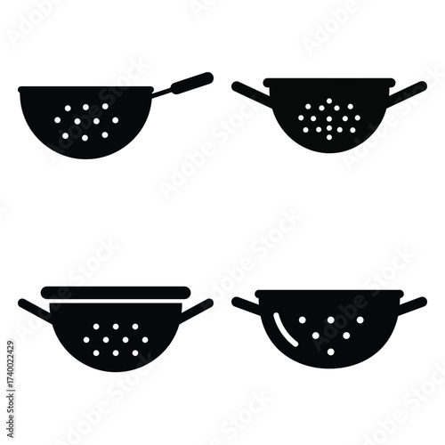colander  vector icons set isolated on white background