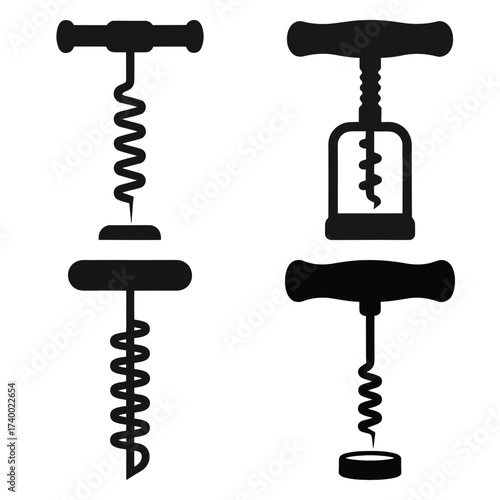 corkscrew  vector icons set isolated on white background