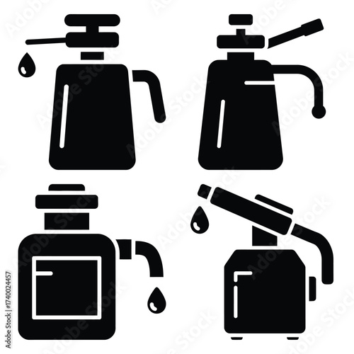oil dispenser  vector icons set isolated on white background
