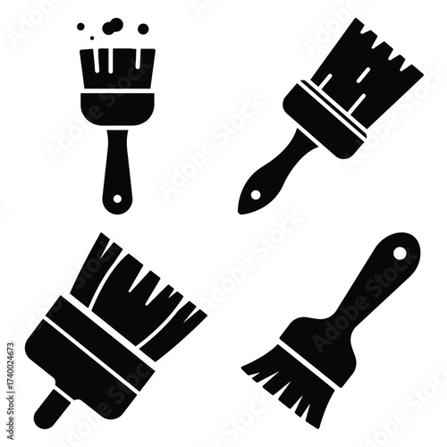 pastry brush  vector icons set isolated on white background