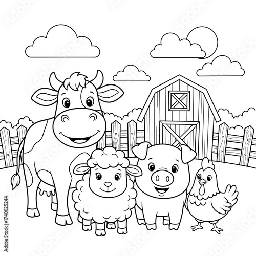 Farm Animal Friends coloring page