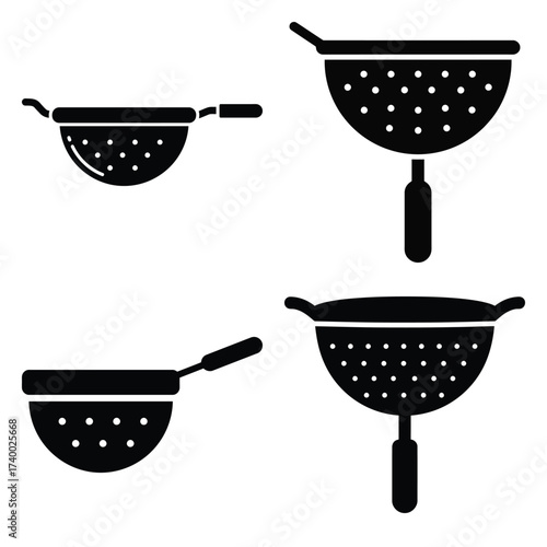 strainer  vector icons set isolated on white background