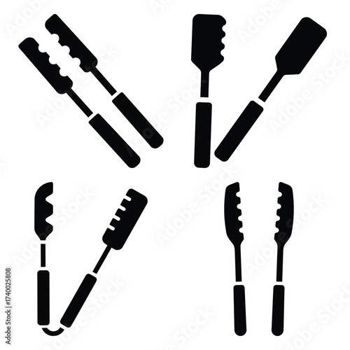 tongs  vector icons set isolated on white background