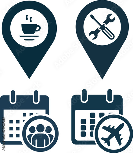 Set of Navigation and Location Icons