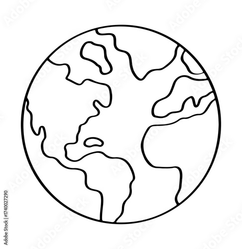 Earth Line Icon – Stylized Globe Symbol for Geography, Global Awareness, and Environmental Education