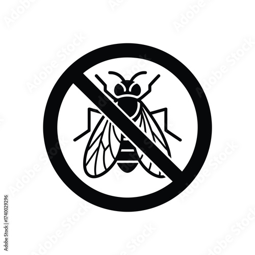 No fly symbol illustration for pest control and sanitation