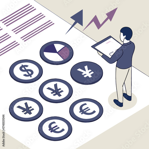 Businessman analyzing global financial data