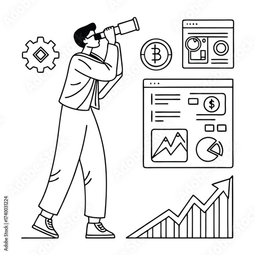 Businessman observing financial data