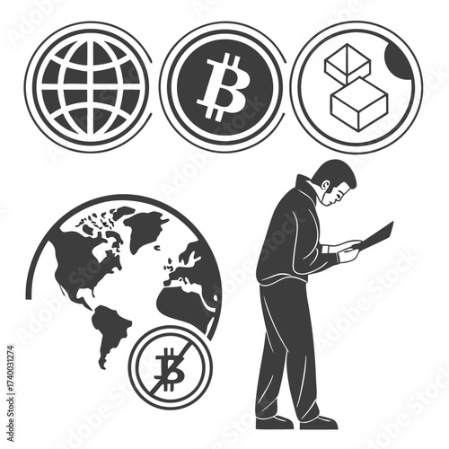 Businessman reviewing global finances