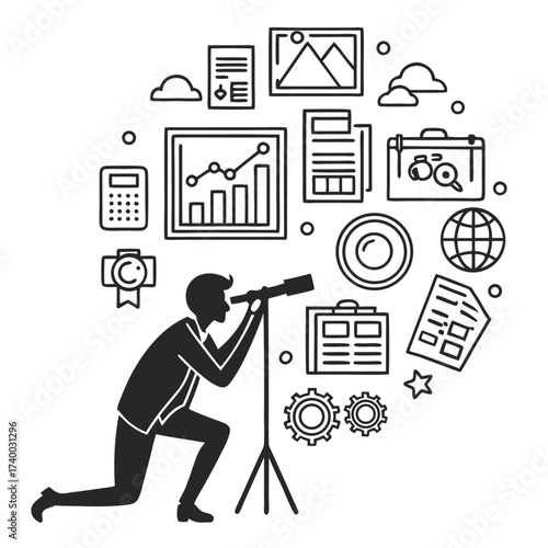 Businessman searching for opportunities