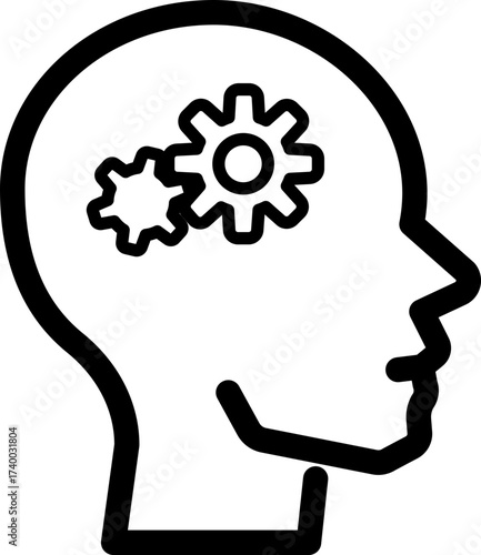 Human head with gears inside – thinking and problem solving