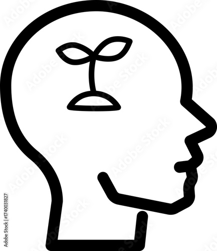 Human head with sprout – mental growth and creativity