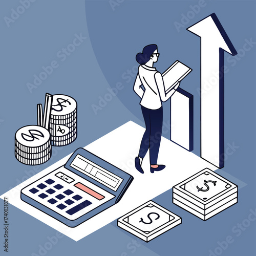 Businesswoman observing financial growth