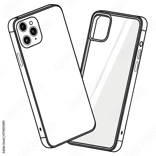 Vector art of two modern smartphone cases sleek and protective accessories for mobile phones, offering style and security for your device