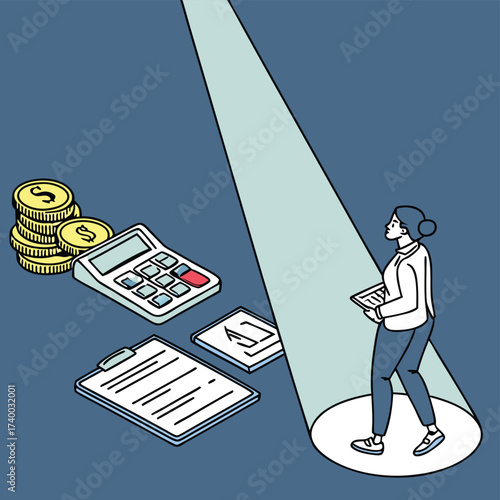 Businesswoman spotlight illustration