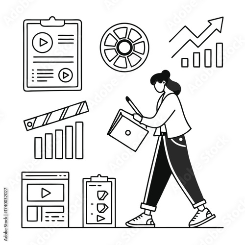 Businesswoman video production workflow