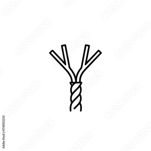 Illustration of a twisted electrical cable with exposed wires