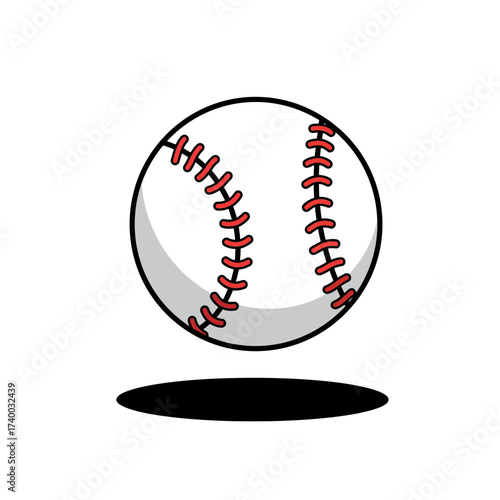 baseball, icon, illustration, clipart, ball, sports, game, pitch, league, red, stitching, round, minimal, cartoon, vector, graphic, symbol, team, white, flat, outline, simple, clean, classic, strike, 
