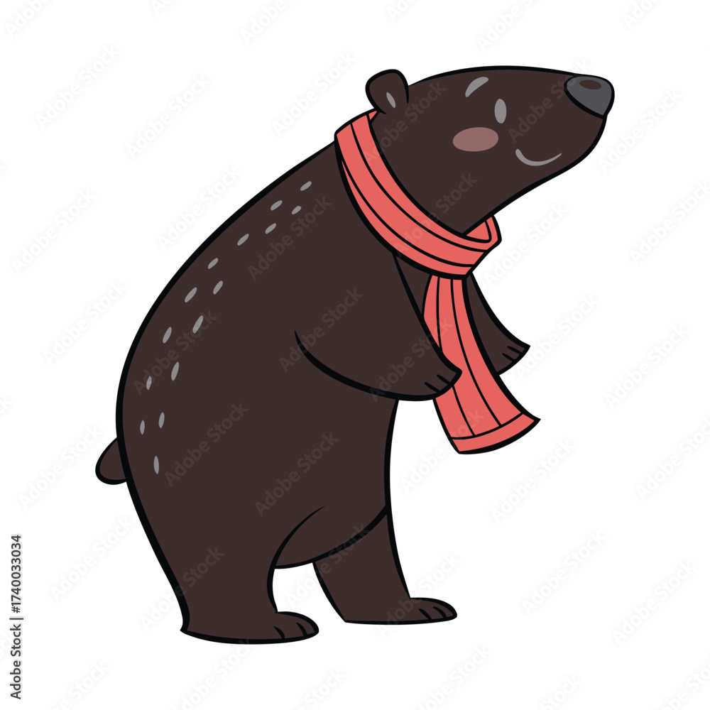 Obraz premium Cartoon Style Polar Bear Standing Upright Illustration