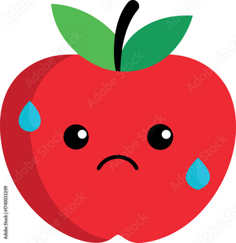 Crying Apple on White Background Illustration