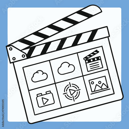 Clapperboard design icons illustration